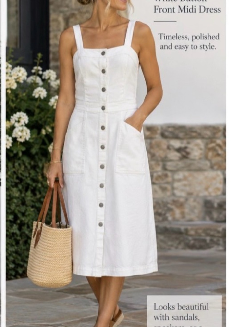 Barbour White Denim Button Front Midi Dress Size 4 NWOT